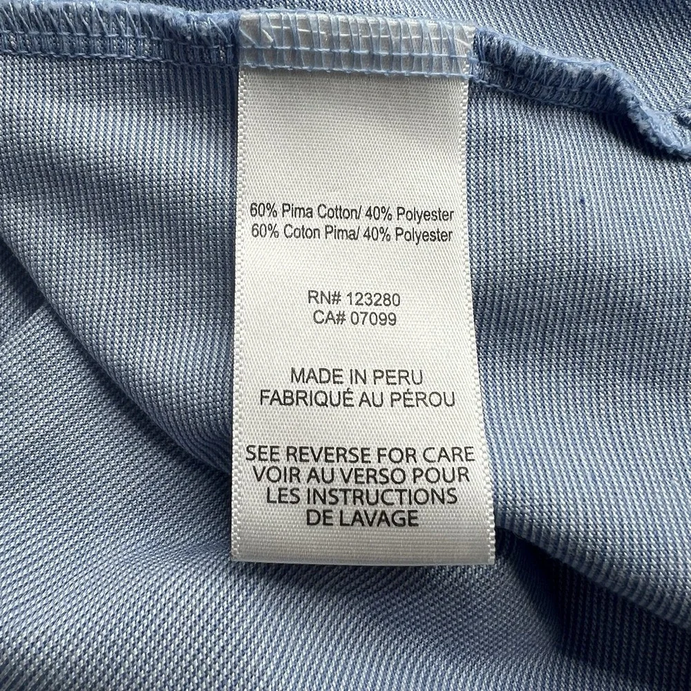 Travis Mathew Shirt Mens LG Blue Polo Golf Performance Pima Cotton Blend Stretch